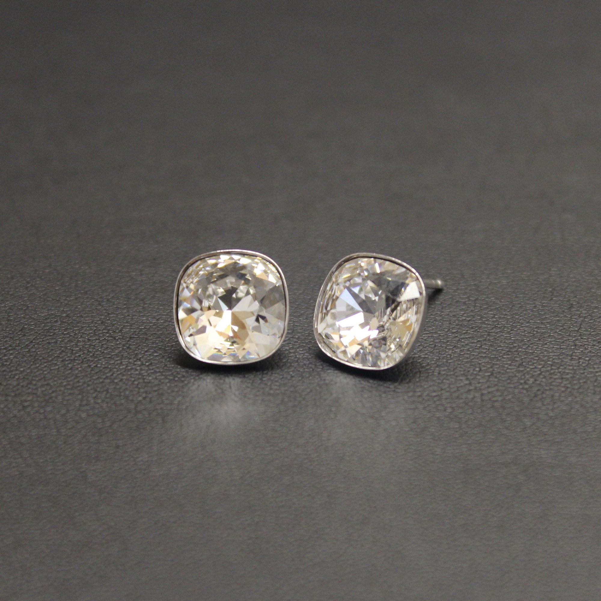 Ceroc - Sterling Silver 10mm Stud Earrings (Crystal Clear) - Ativa Jewellery