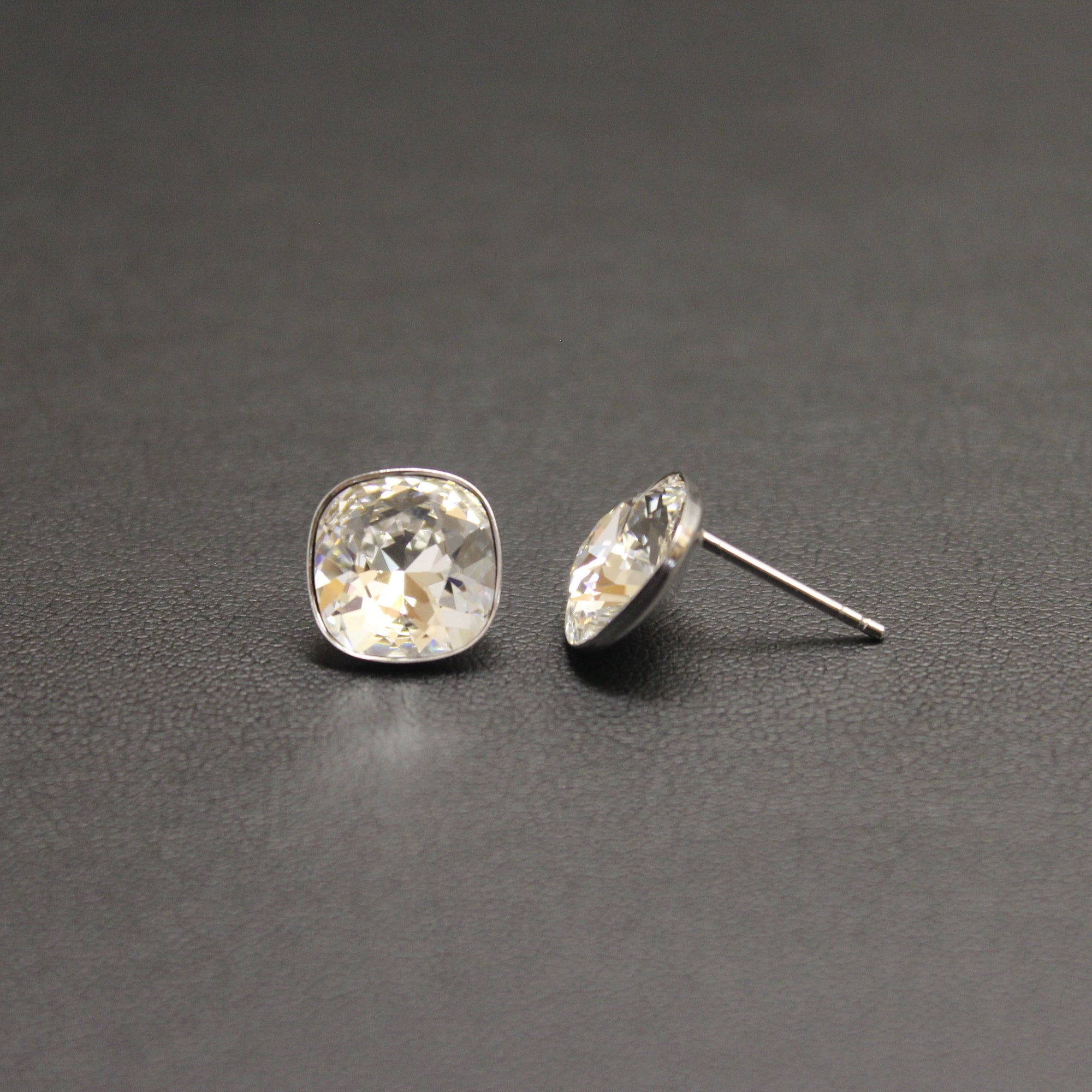 Ceroc - Sterling Silver 10mm Stud Earrings (Crystal Clear) - Ativa Jewellery