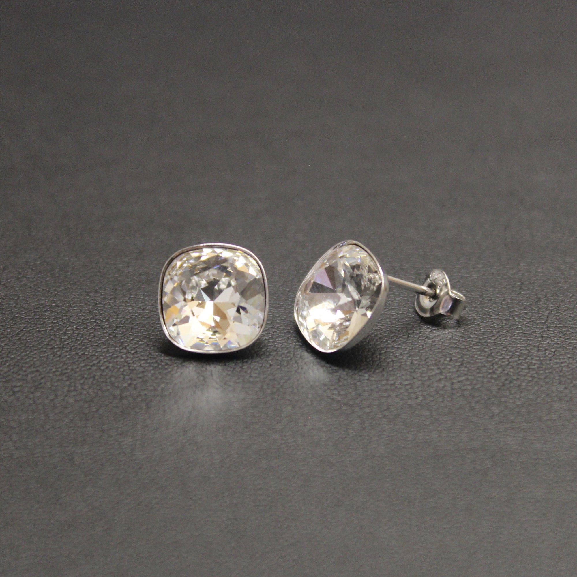 Ceroc - Sterling Silver 10mm Stud Earrings (Crystal Clear) - Ativa Jewellery