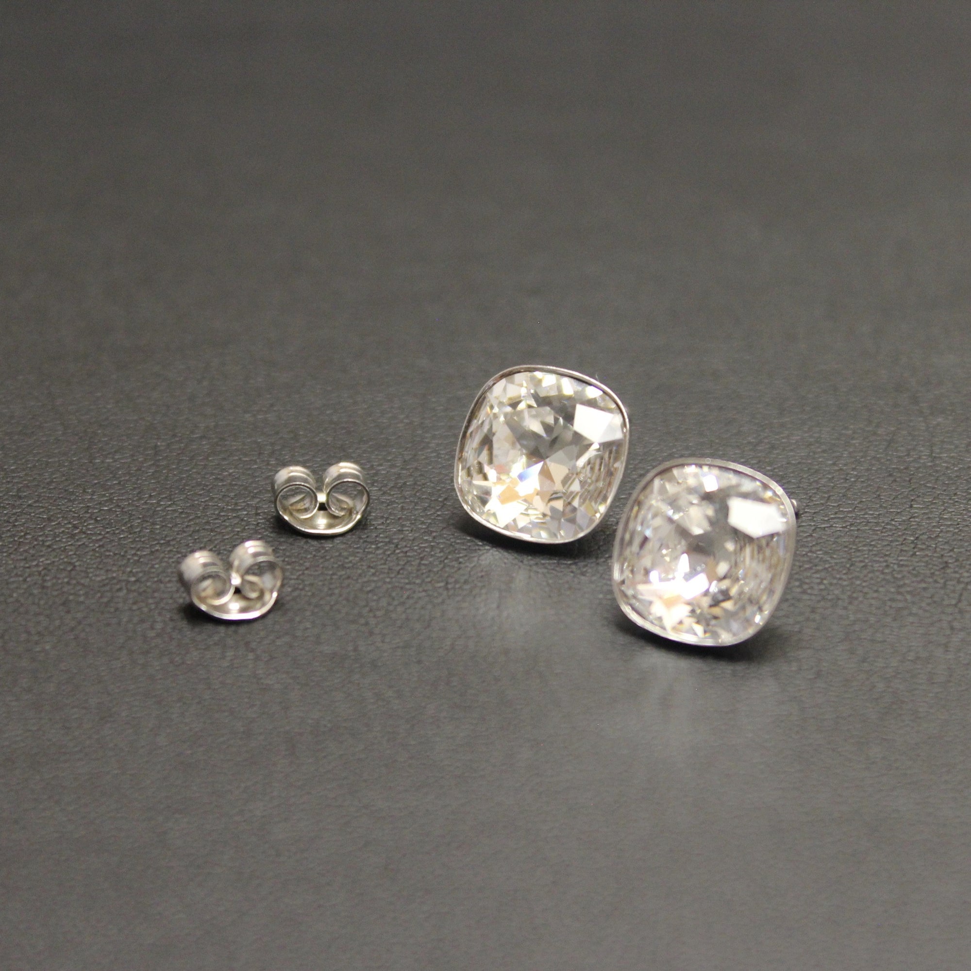 Ceroc - Sterling Silver 10mm Stud Earrings (Crystal Clear) - Ativa Jewellery