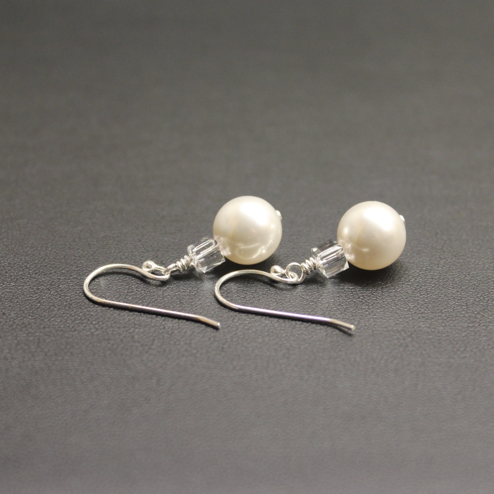 Tango Crystal Cube/Pearl Earrings (White) - Ativa Jewellery