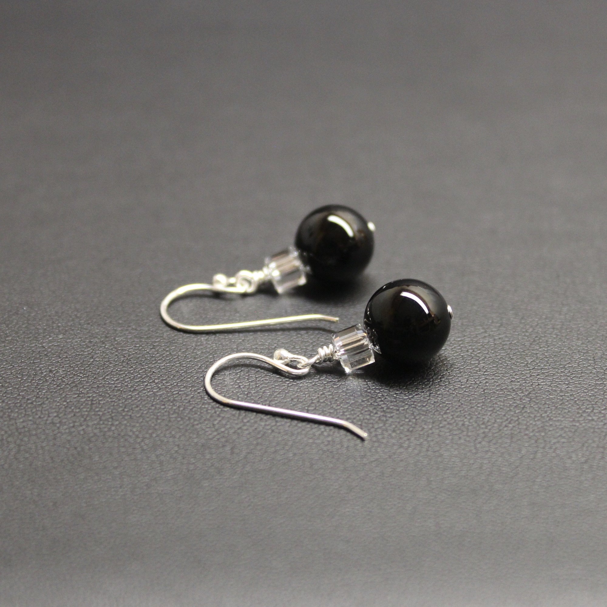 Tango Crystal Cube/Gemstone Earrings (Black Onyx) - Ativa Jewellery