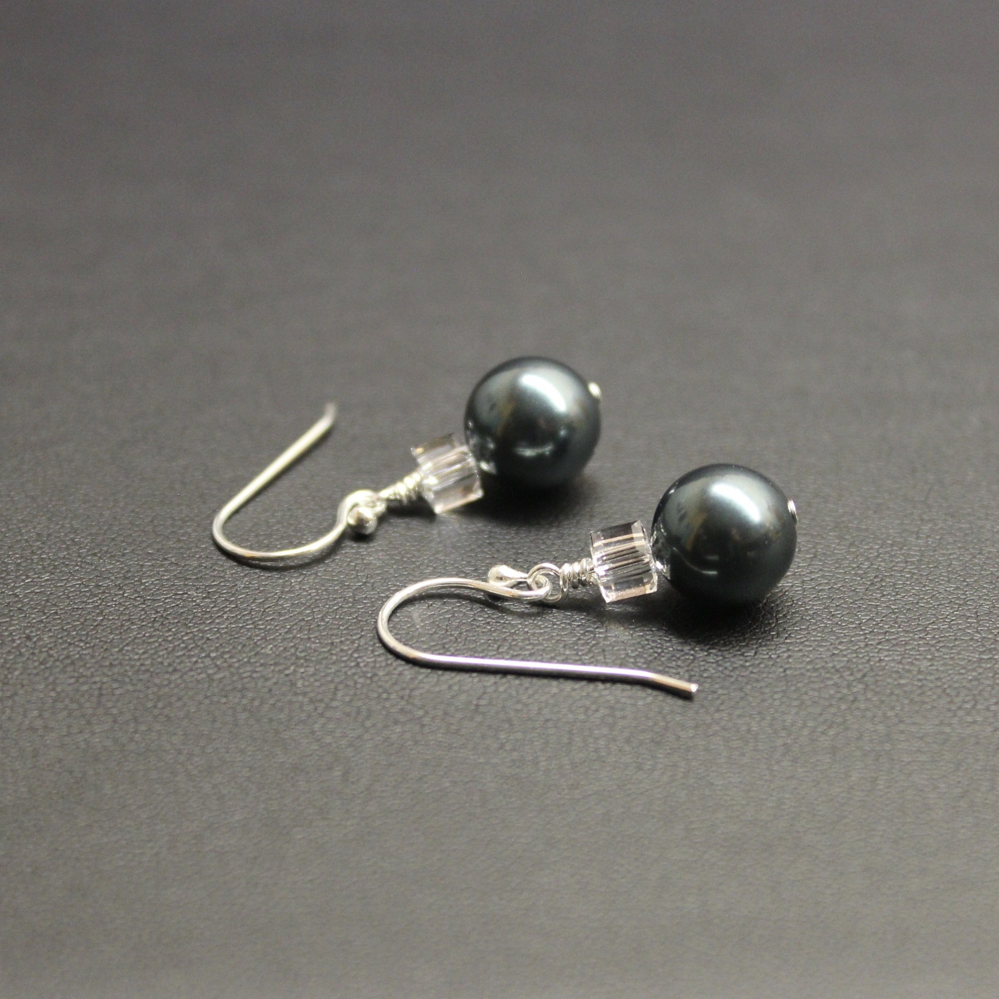 Tango Crystal Cube/Pearl Earrings (Tahitian) - Ativa Jewellery