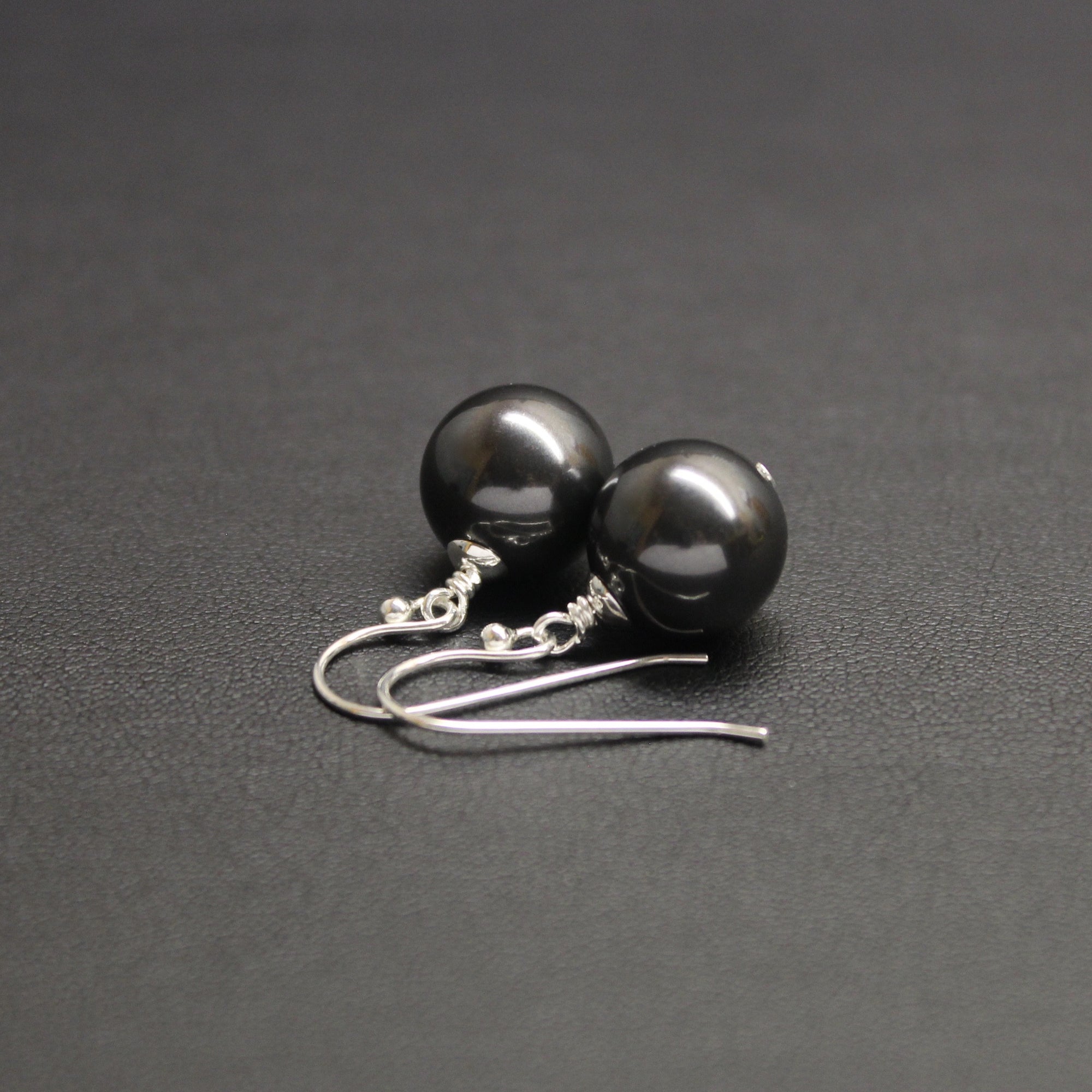 Vogue Sterling Silver Bud Drop Pearl Earrings (Charcoal) - Ativa Jewellery