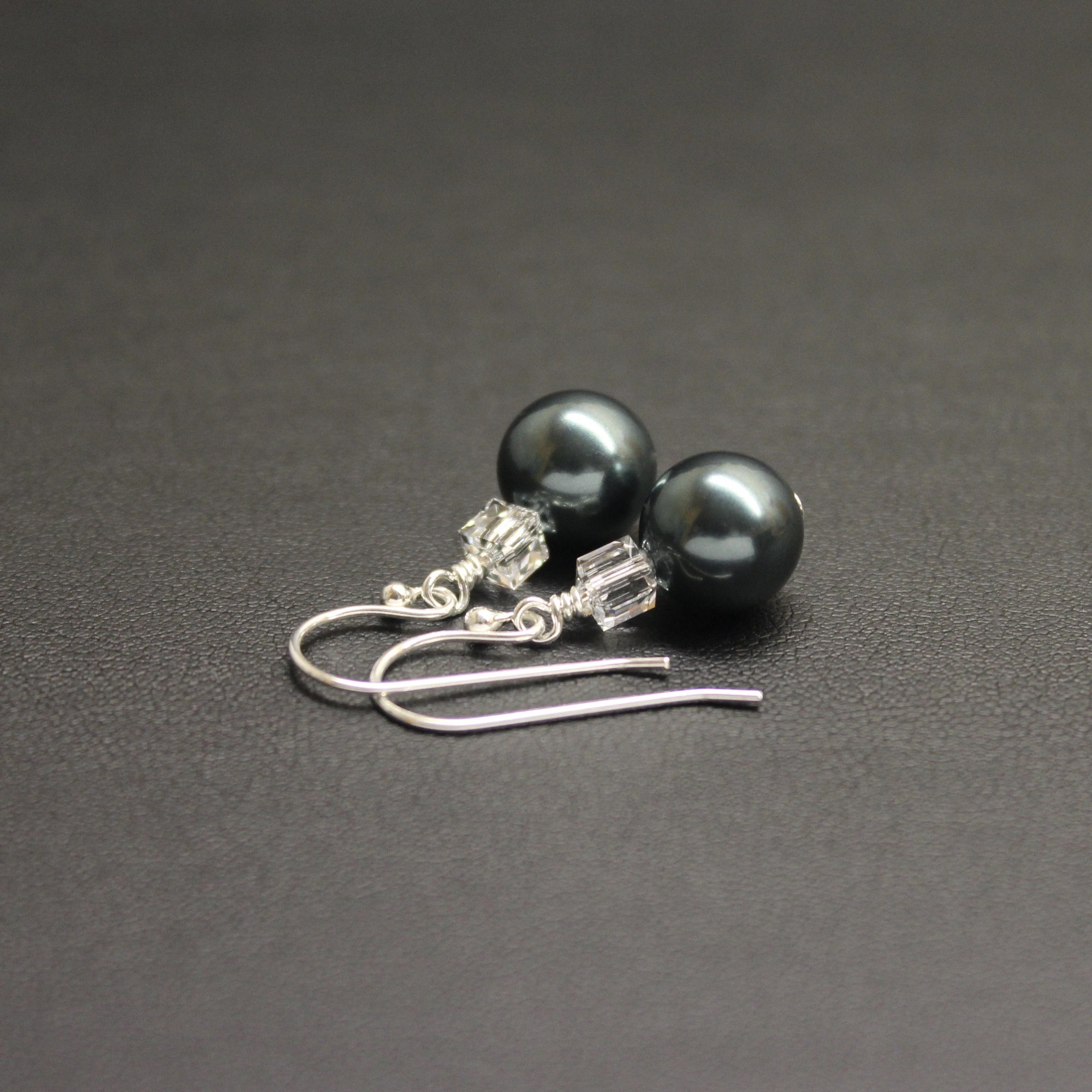 Tango Crystal Cube/Pearl Earrings (Tahitian) - Ativa Jewellery