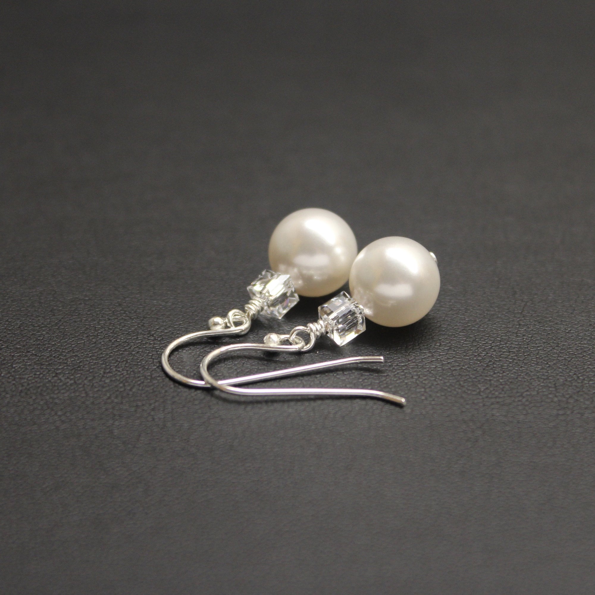 Tango Crystal Cube/Pearl Earrings (White) - Ativa Jewellery