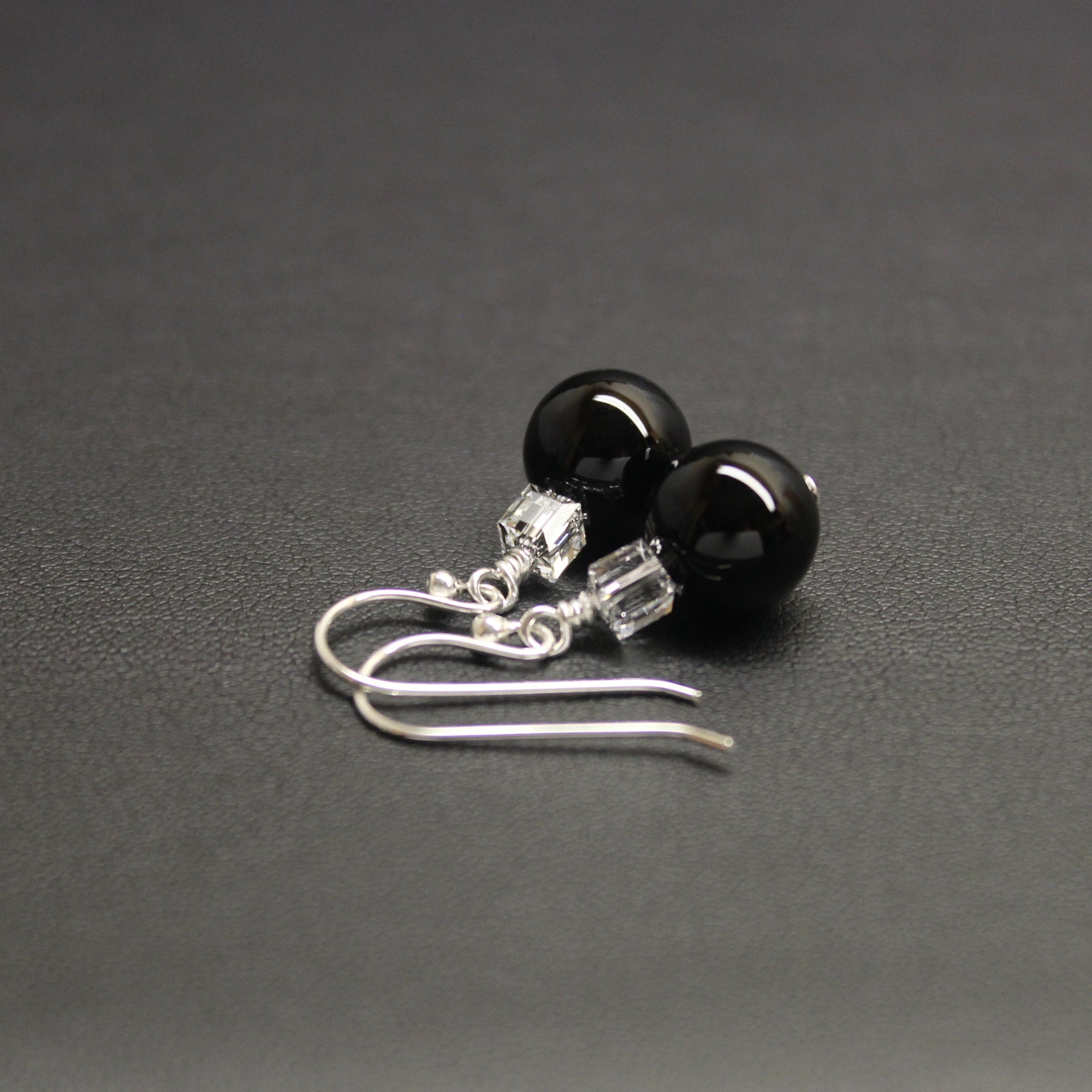 Tango Crystal Cube/Gemstone Earrings (Black Onyx) - Ativa Jewellery