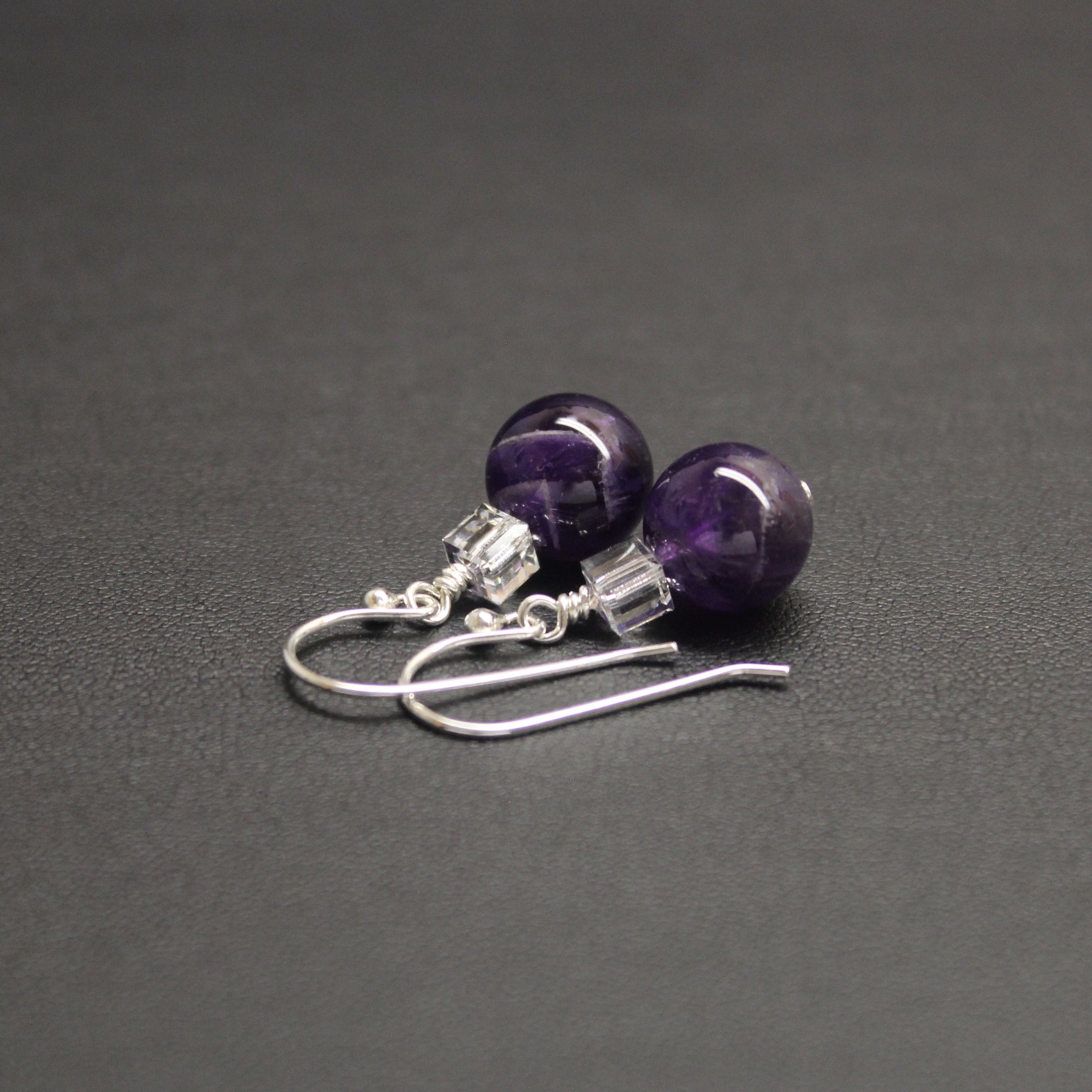 Tango Crystal Cube/Gemstone Earrings (Amethyst) - Ativa Jewellery