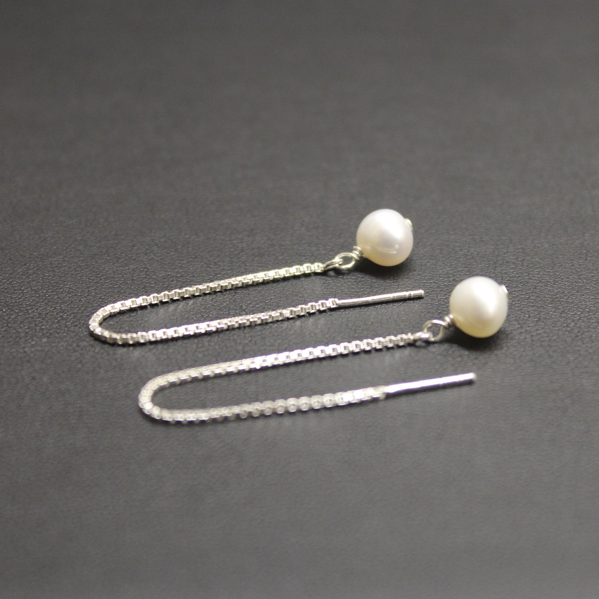 Waltz Sterling Silver Threads & Pearl Earrings - Ativa Jewellery