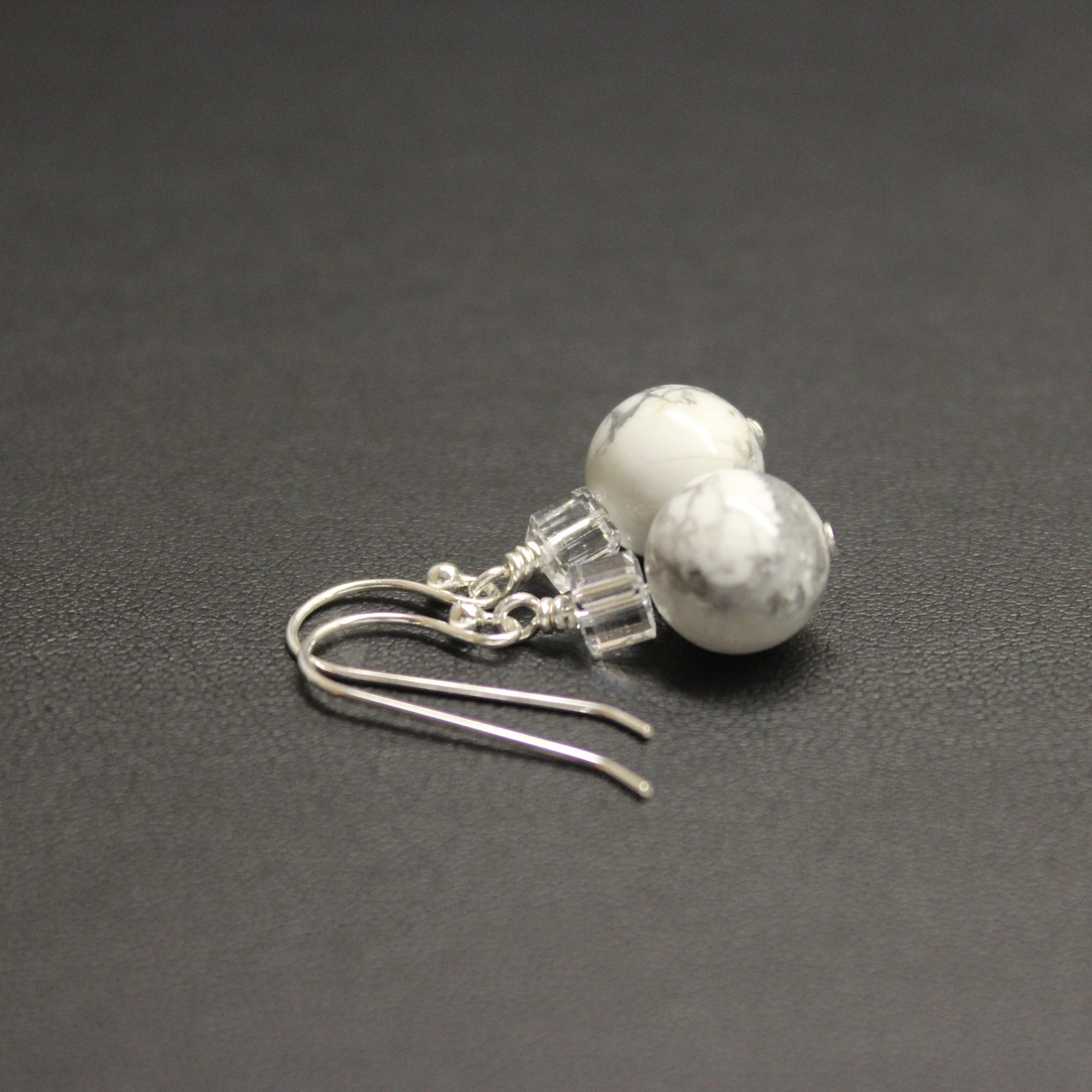 Tango Crystal Cube/Gemstone Earrings (Marble Howlite) - Ativa Jewellery