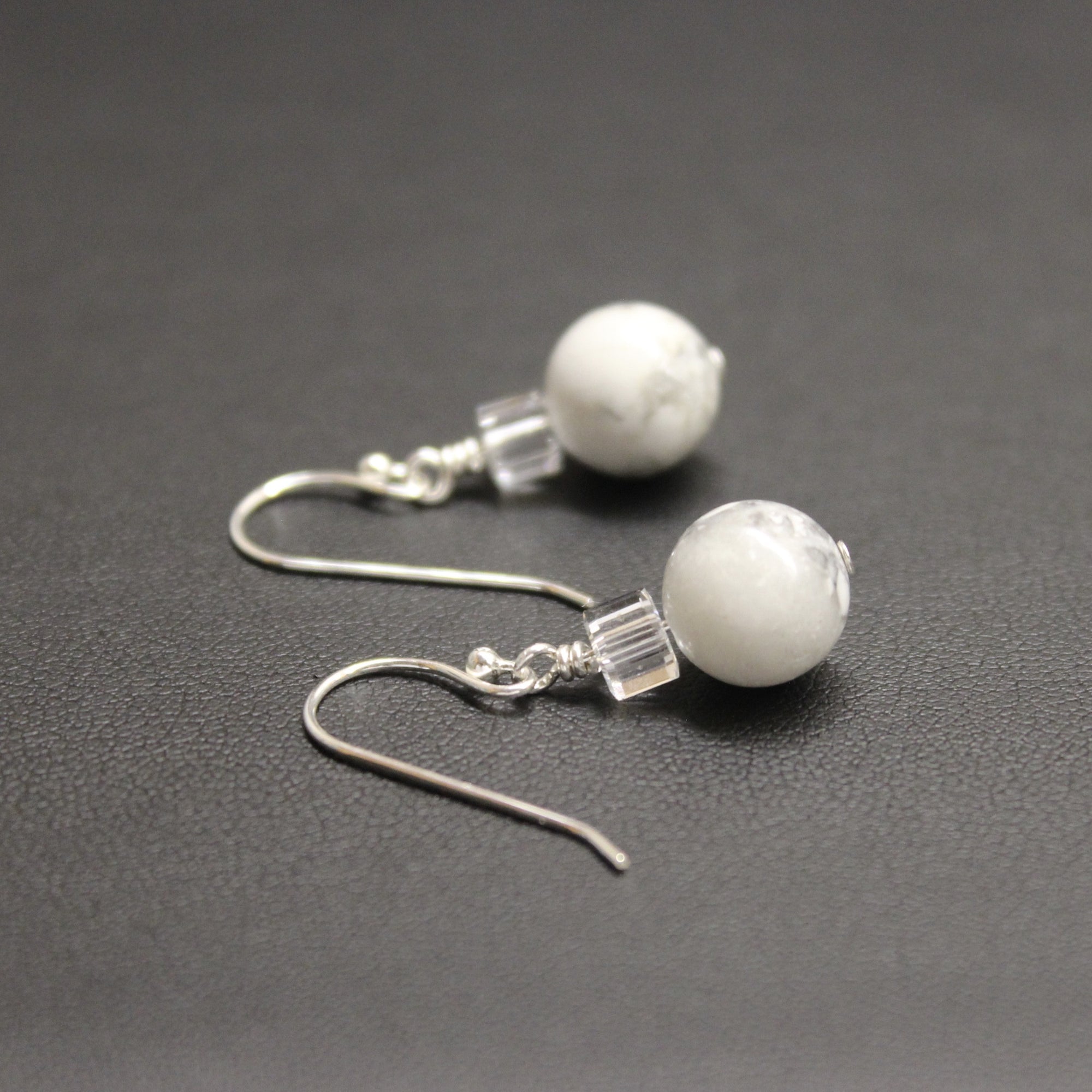 Tango Crystal Cube/Gemstone Earrings (Marble Howlite) - Ativa Jewellery