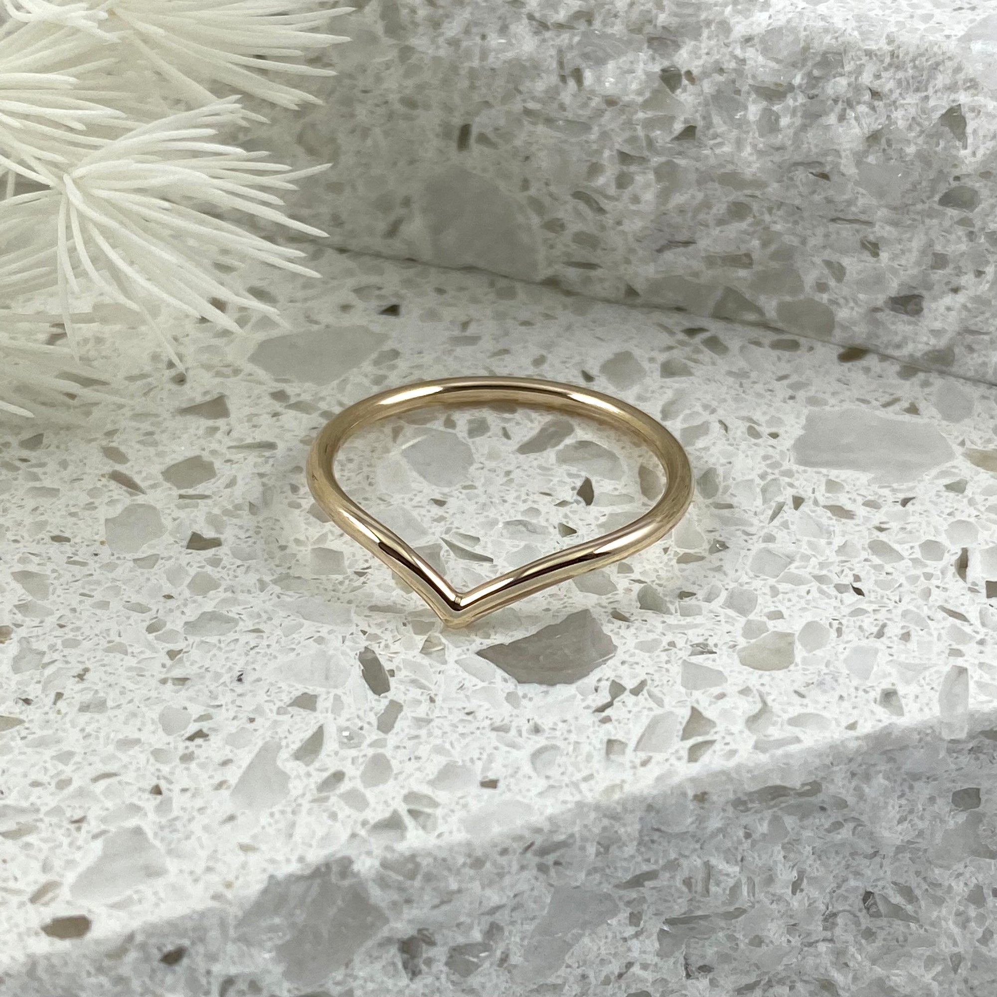 Smooth Chevron Wishbone Ring - Solid 9ct Gold - Ativa Jewellery
