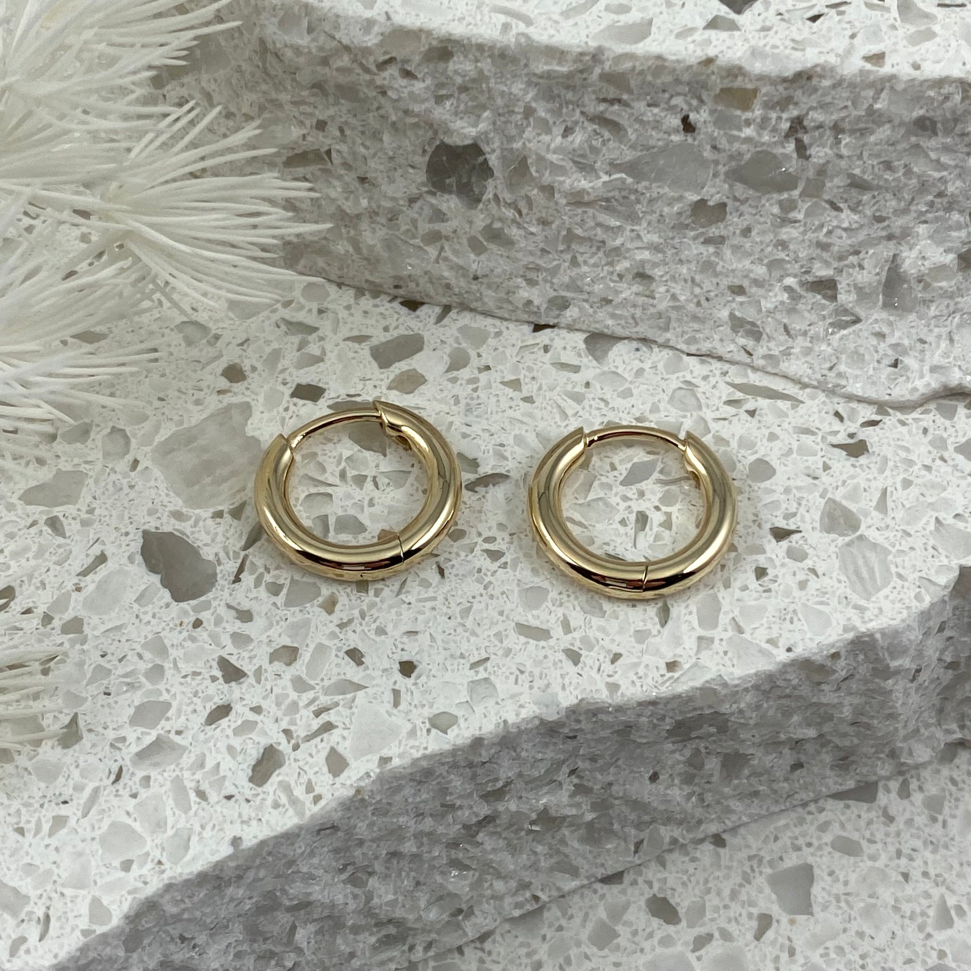 Solid 9ct Gold & Pearl Drop Huggie Earrings - Ativa Jewellery
