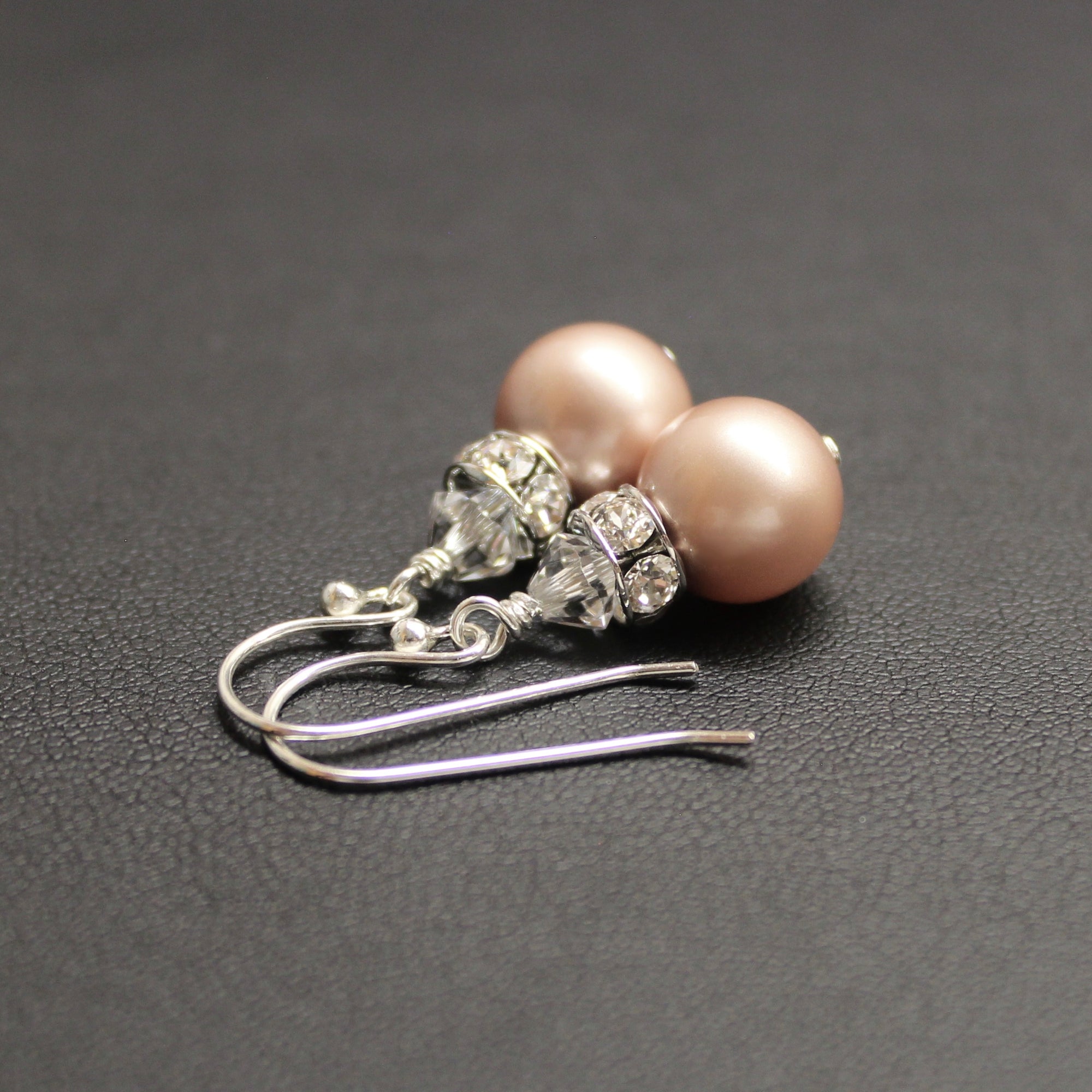 Classical Luxe Crystal Pearl Earrings (Powdered Almond) - Ativa Jewellery