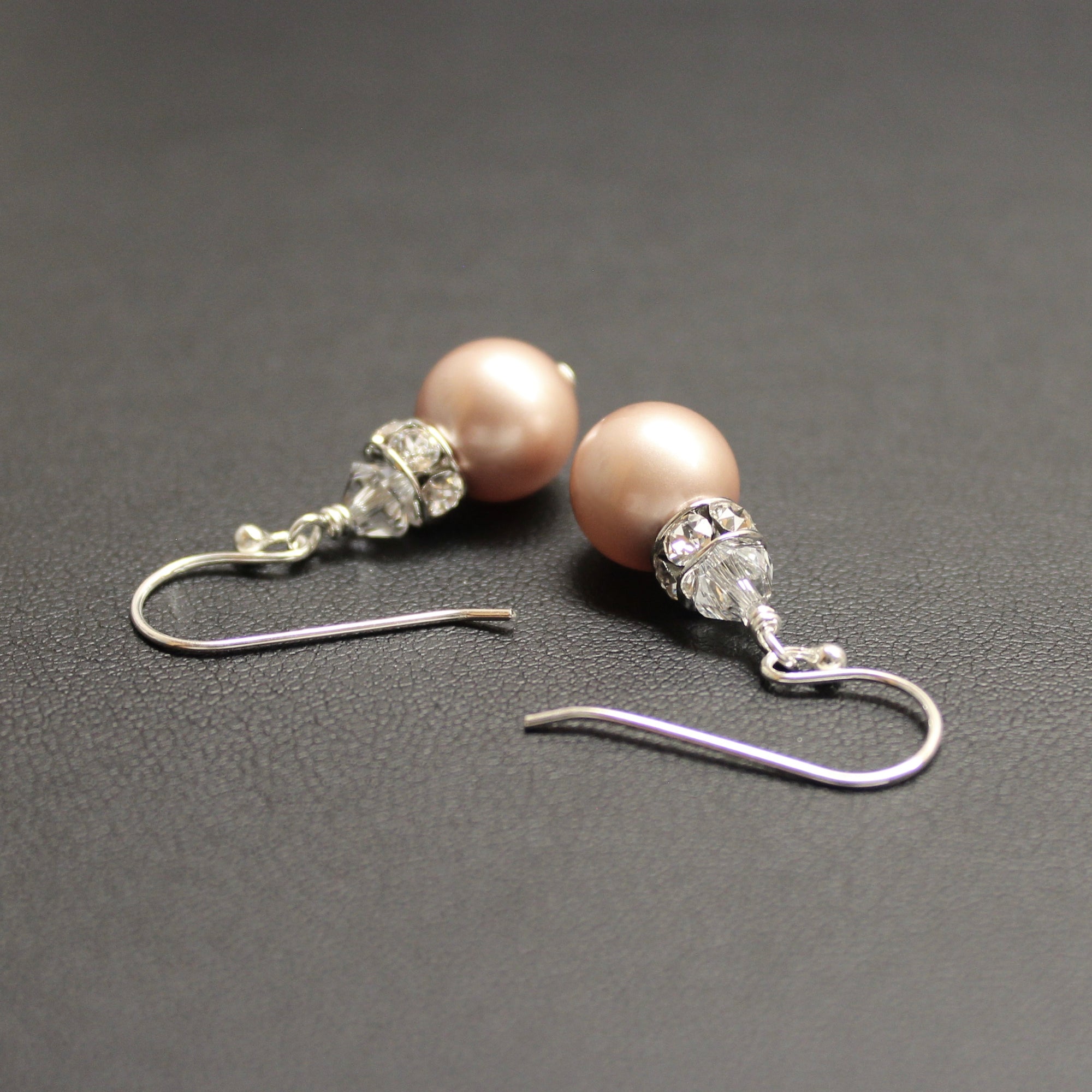 Classical Luxe Crystal Pearl Earrings (Powdered Almond) - Ativa Jewellery