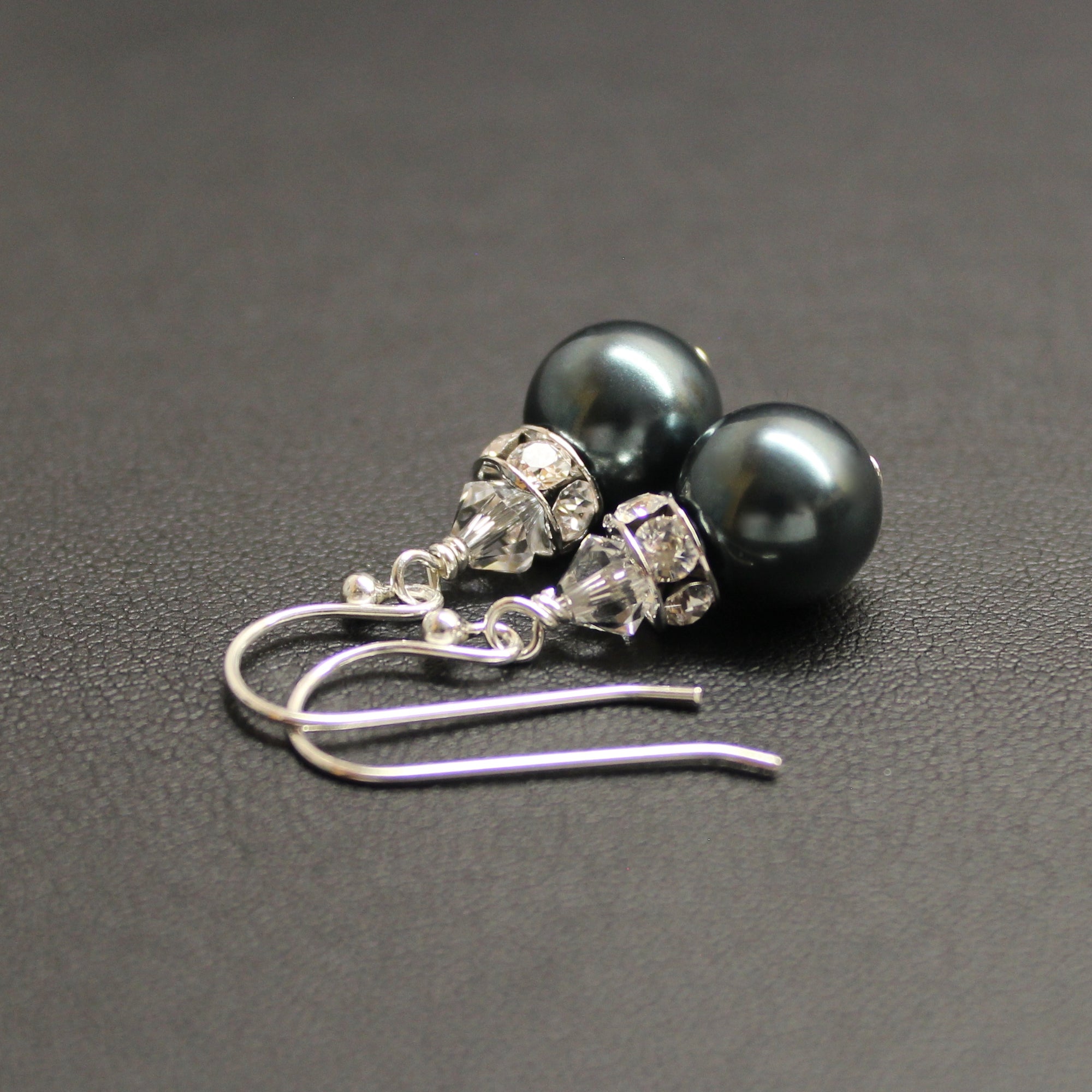 Classical Luxe Crystal Pearl Earrings (Tahitian) - Ativa Jewellery