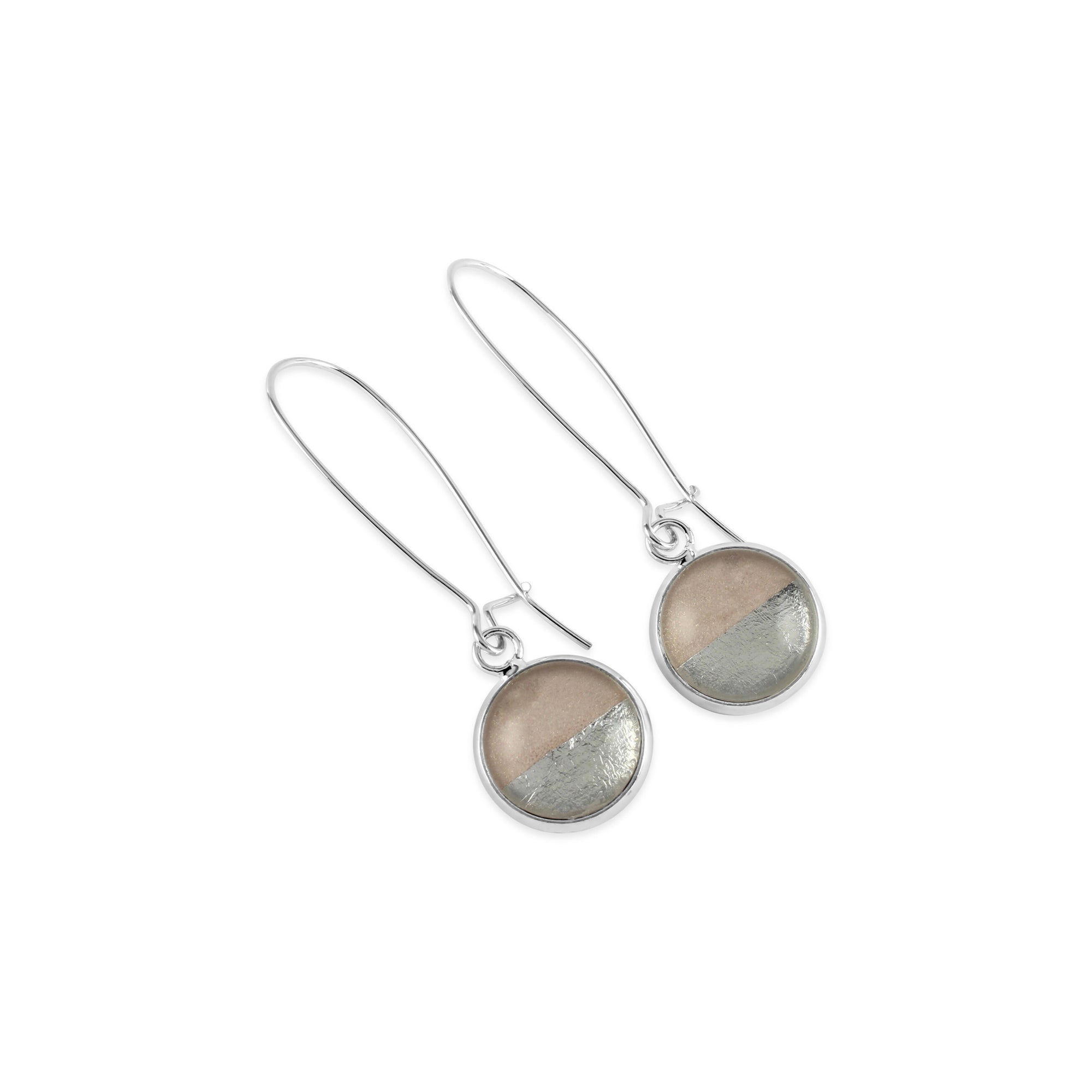 Samba Silver Linings Elongated Drop Earrings (Silver & Almond) - New Design - Ativa Jewellery