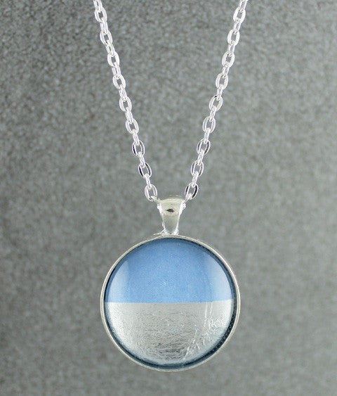 Samba Silver Linings Large Pendant Necklace (Silver & Baby Blue) - Ativa Jewellery