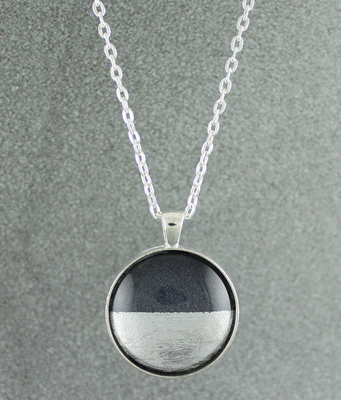 Samba Silver Linings Large Pendant Necklace (Silver & Charcoal) - Ativa Jewellery