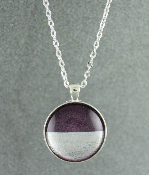 Samba Silver Linings Large Pendant Necklace (Silver & Burgundy) - Ativa Jewellery