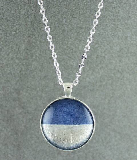 Samba Silver Linings Large Pendant Necklace (Silver & Royal Blue) - Ativa Jewellery